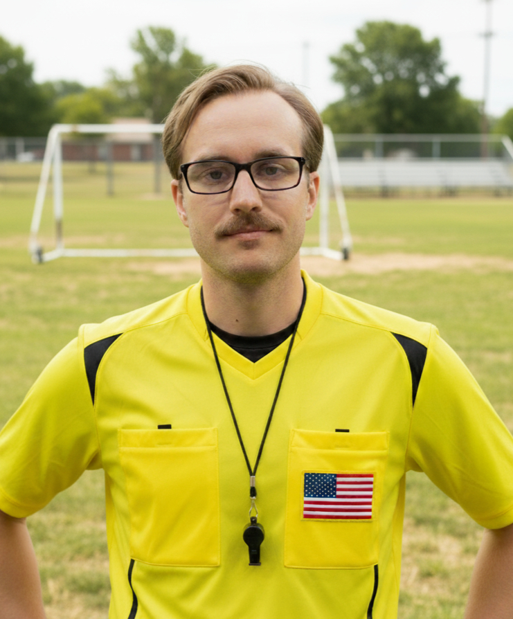 Brodie Dunham, professional sports official for soccer, football, and baseball
